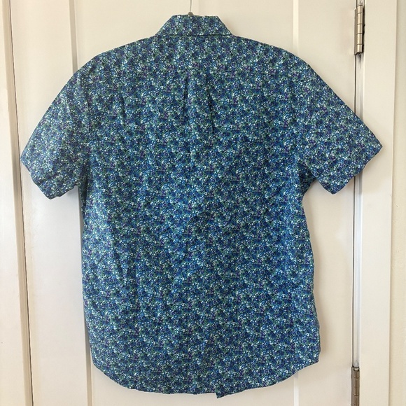 J. Crew Button Down Poplin S/S Shirt Men's Medium Blue Floral Secret Wash Summer - Picture 7 of 11